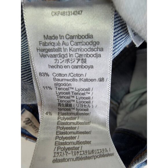 Madewell Size 25X27 Women Cali Demi Boot Blue Denim Embroidered Logo Denim Jeans - Picture 8 of 13